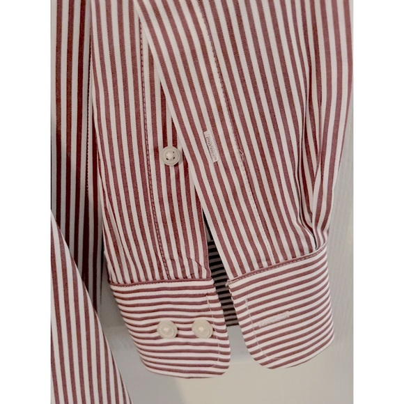 👔Croft & Barrow brand Red & White Striped Long Sleeve Button Down Men’s Shirt👔 - Picture 7 of 7
